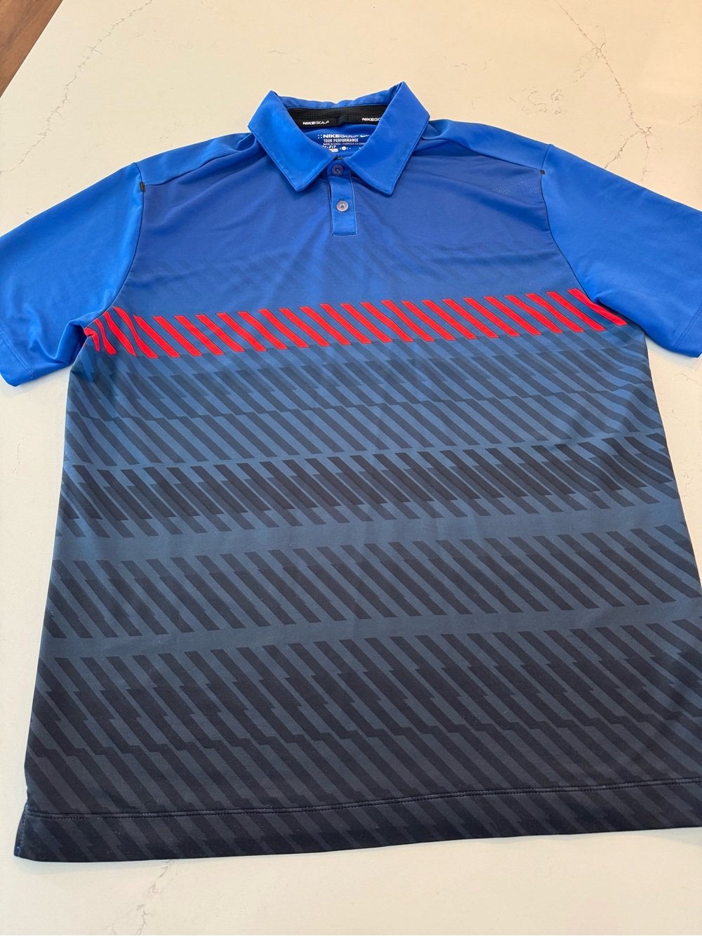 Nike Blue and Red Men's Athletic Polo